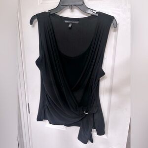White House Black Market Black Ring Detail Ruched Tank Size Large